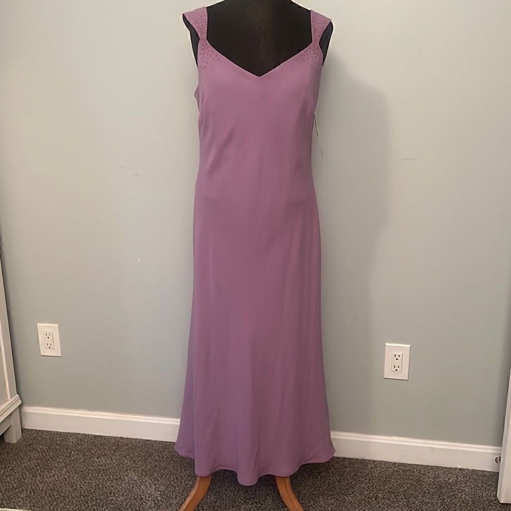 Evan Picone Women's Purple Beaded Chiffon Evening Dress Size 12 NWT